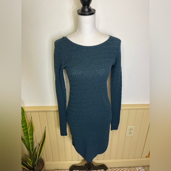 LOFT Blue Long Sleeve Bateau Sweater Dress - Picture 1 of 7